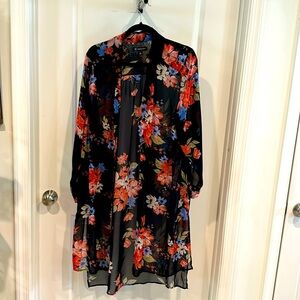 Rich Floral Sheer Duster - 1X